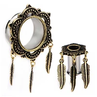 Antique Bali Tunnel With Feathers 0g-7/8"