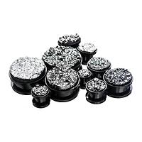 Black Faux Druzy Machine Head 0G- 7/8"
