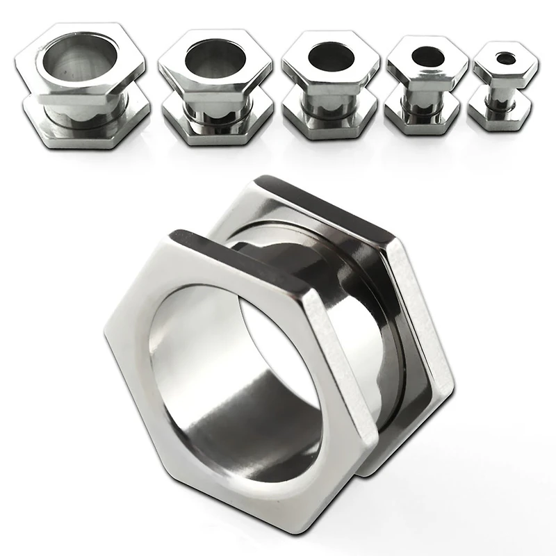 Hexagon Flat Front Machine Head 0g - 7/8