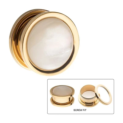 Pearl Stone Gold Machinehead 0g - 7/8"
