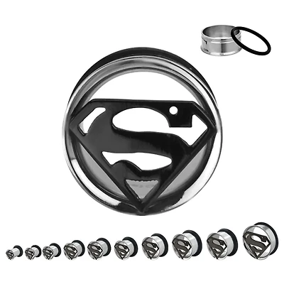 Superman Cutout Single Flare Steel Tunnel 1"