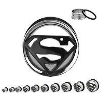 Superman Cutout Single Flare Steel Tunnel 1"