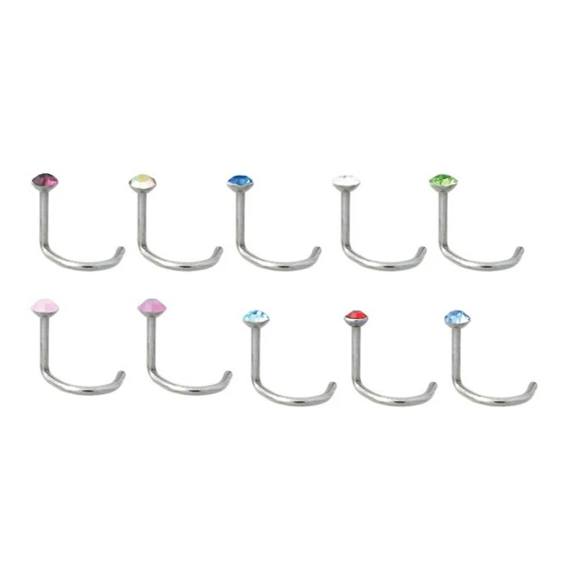 18g Nose Screw With 2mm Bezel Set Gem