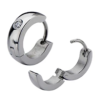 Thin Steel Huggies W/ Middle Gem 4mm