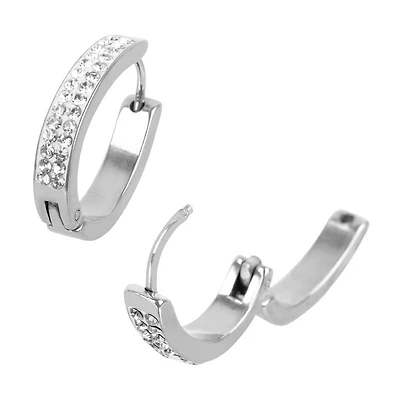 Pear Shape Clear Huggie Earrings