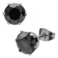 Round 6 Prong Black 5mm CZ