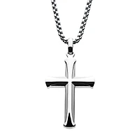 Steel Apostle Cross Pendant 24" Box Chain