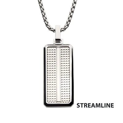 Steel Streamline Dog Tag Pendant with Bold 22" Box Chain