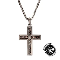 Gunmetal Steel Cross Dinosaur Bone Cz 24"