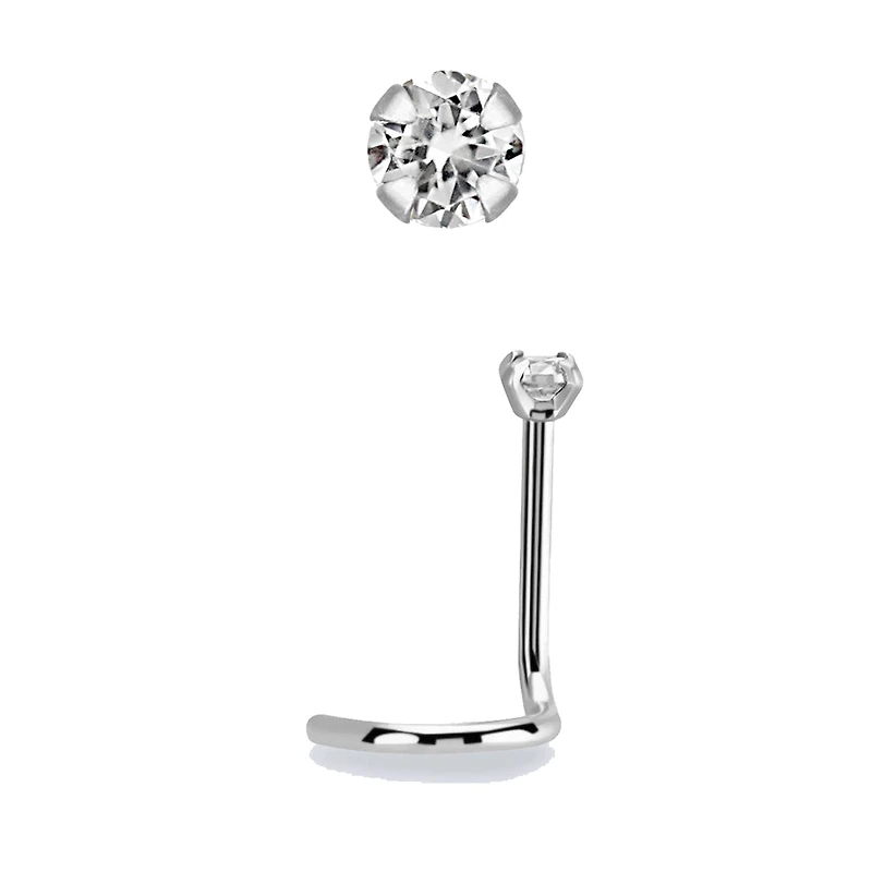 20g 2mm Prong Set Cubic Zirconia Nose Screw
