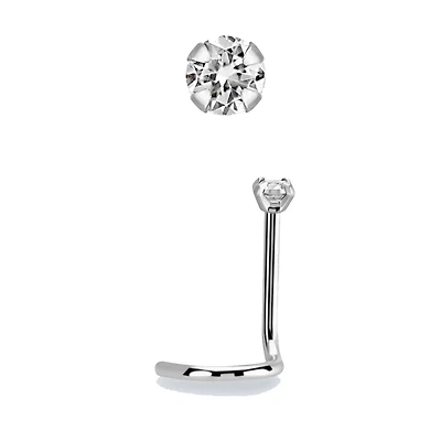 20g 2mm Prong Set Cubic Zirconia Nose Screw