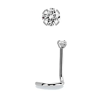 20g 2mm Prong Set Cubic Zirconia Nose Screw