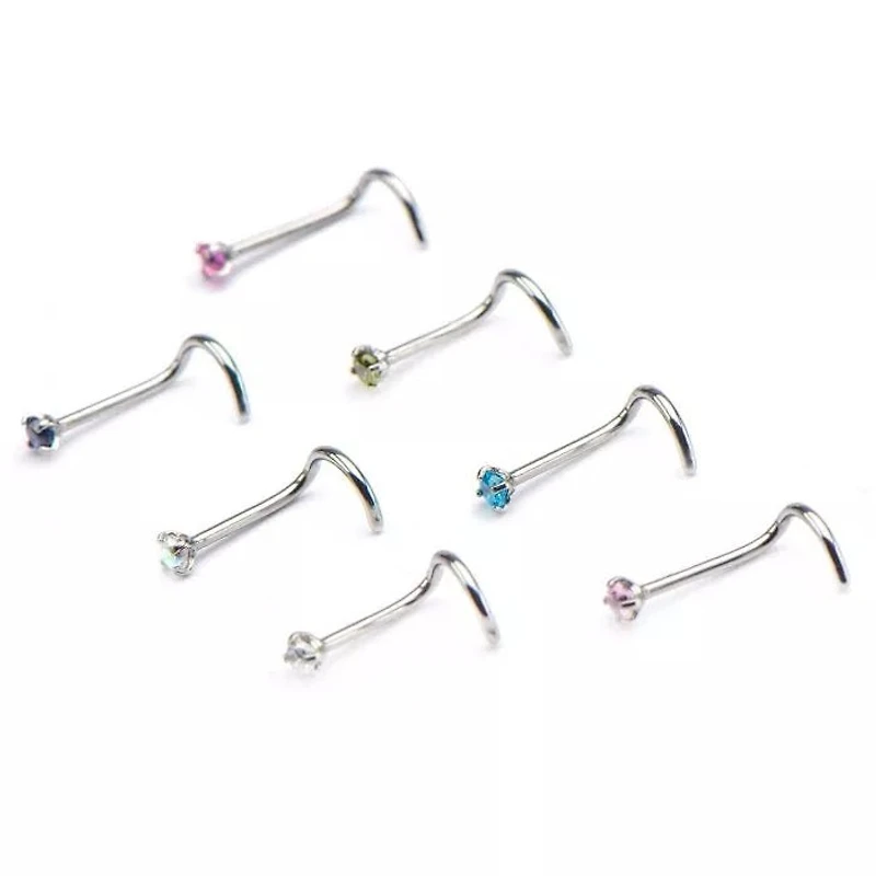 20G PRONG SET 2MM COLOR GEM SCREW