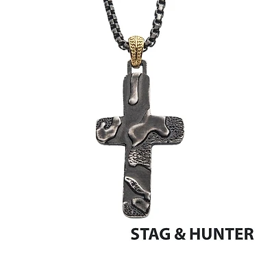 Cross Gunmetal Canyon Pendant Necklace 24"