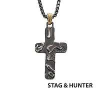 Cross Gunmetal Canyon Pendant Necklace 24"