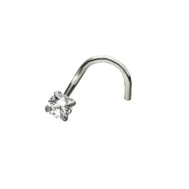 20g Surgical Steel With 1.5mm Prong Set CZ Gem