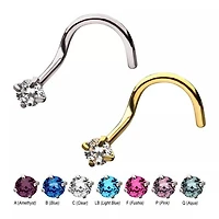 20g Surgical Steel 2mm Prong Set Gem Top Nose Screw