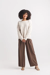 Crew Neck Rib Top Cable Botton
