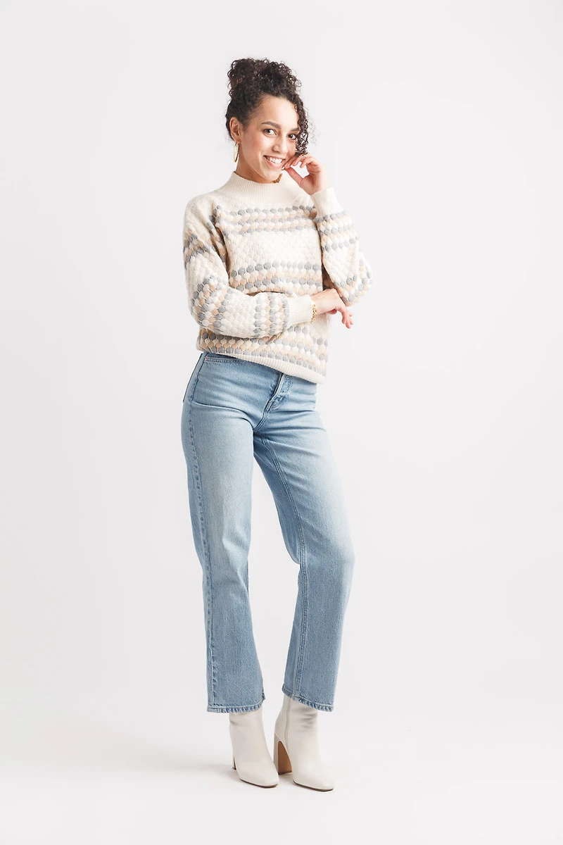 Textured Knit Mock Neck Sweater