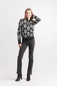 Daisy Intarsia Kit Half Zip Sweater