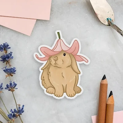 Flower Hat Bunny Sticker