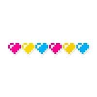 Pansexual 8 Bit Hearts Waterproof LGBTQ+ Sticker