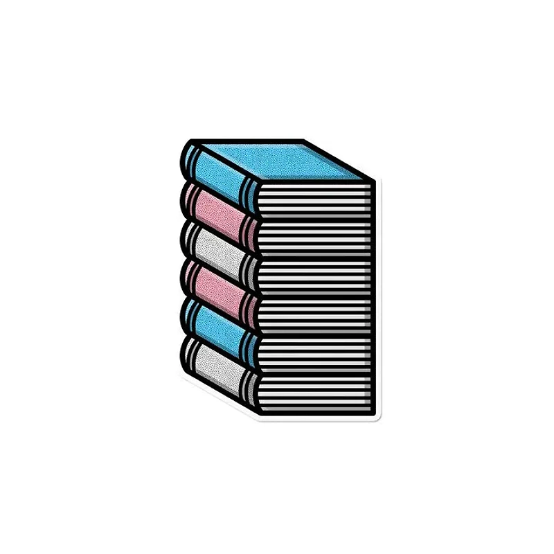 Transgender Pile of Books Waterproof LGBTQ+ Sticker