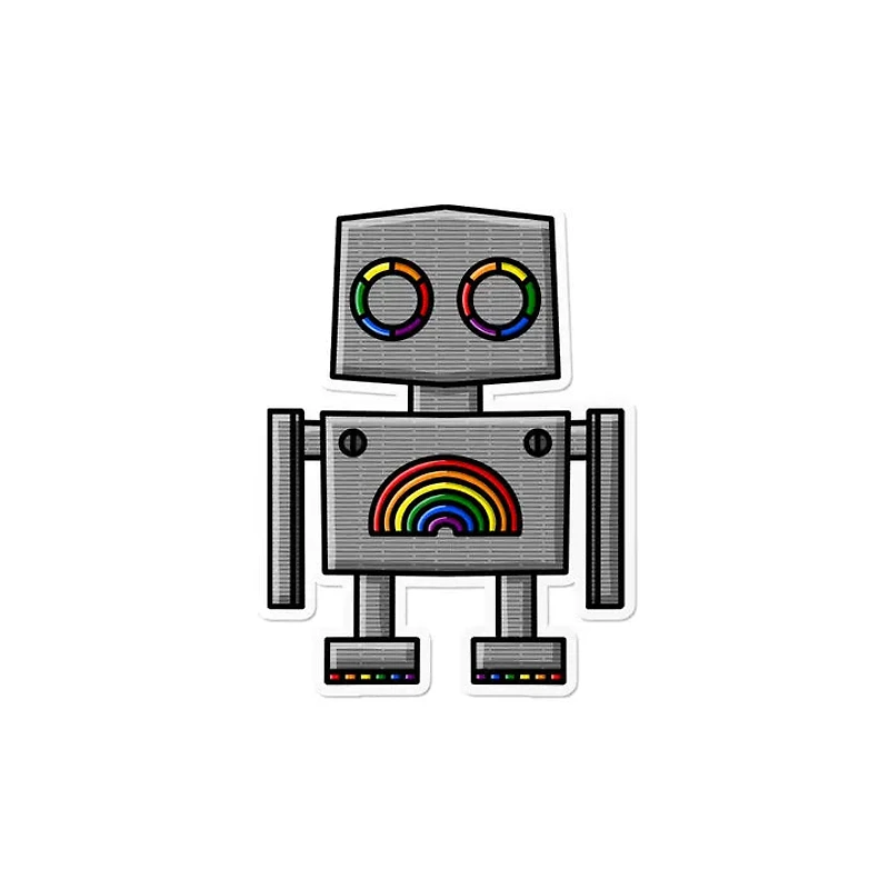 Rainbow Robot Waterproof LGBTQ+ Sticker