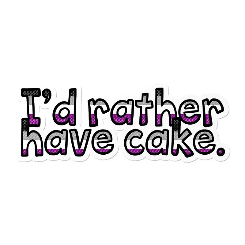Asexual I'd Rather Have Cake Waterproof LGBTQ+ Sticker