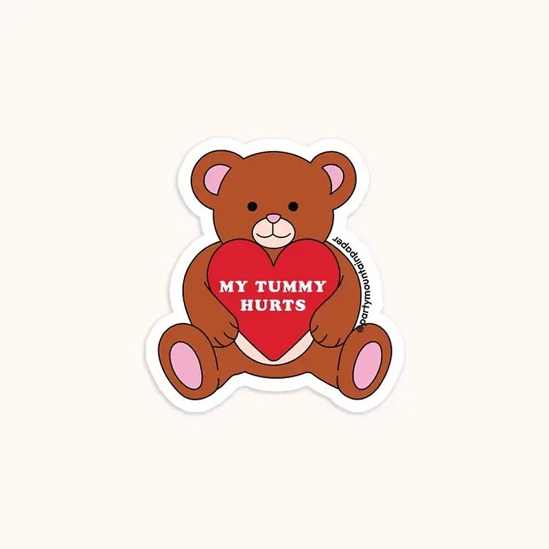 My Tummy Hurts Bear Sticker