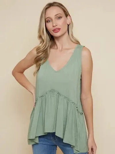 Neck Ruffle Solid Crop Top