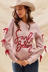 Santa Baby Lettering Christmas Holiday Sweater Top