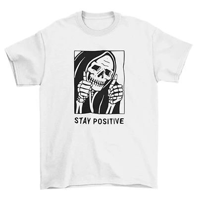 Gothic Shirt, Stay Positive Grim Reaper Funny Apparel