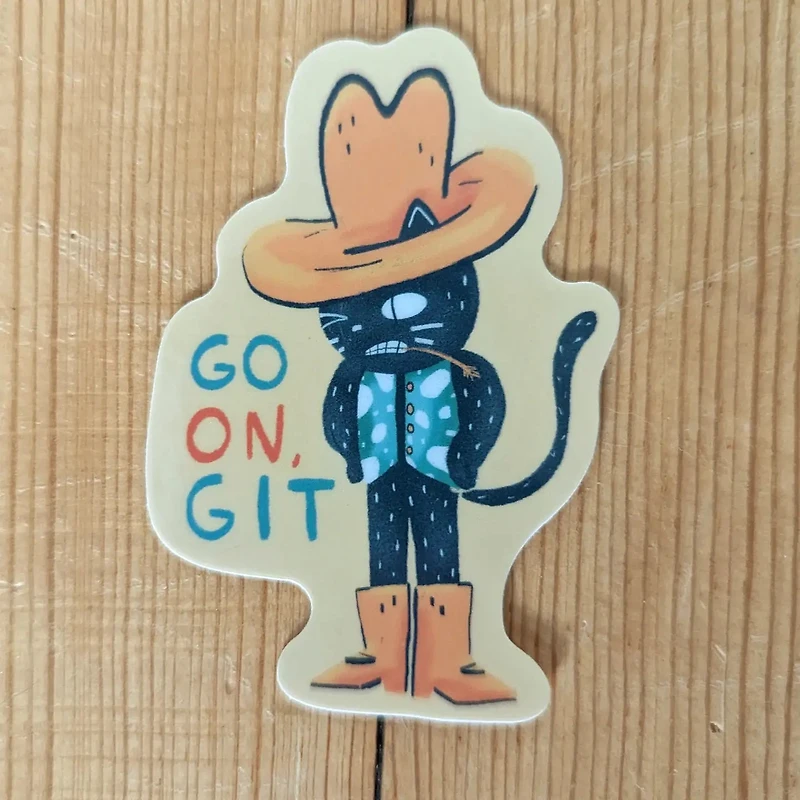 Go On Git - Cute Cowboy Cat Vinyl Sticker