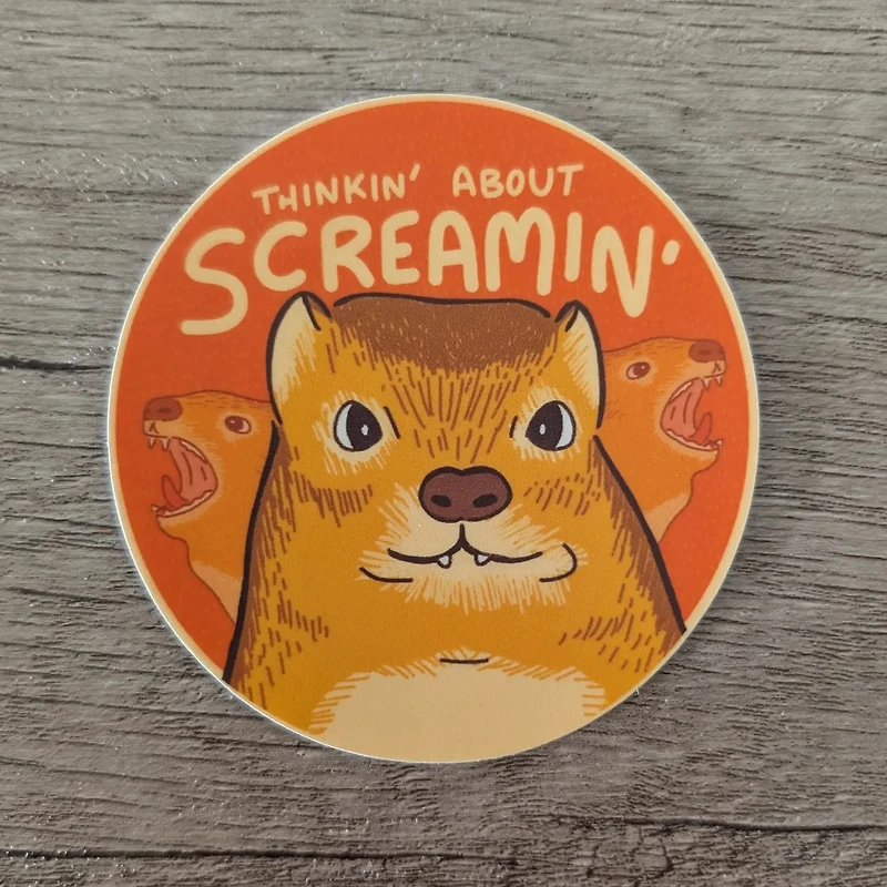 Thinkin About Screamin - Cute Funny Hyrax Vinyl Sticker