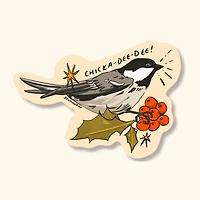 Chickadee On Branch Sticker | Cute Bird Lover Die-Cut Vin