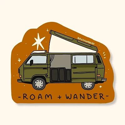Adventure Camper Van Sticker | Roam and Wander Vinyl Decal