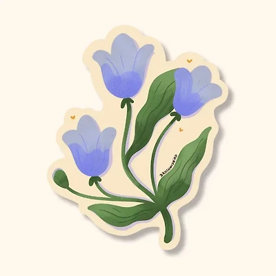 Blue Tulips Vinyl Sticker | Modern Spring Floral Illustration