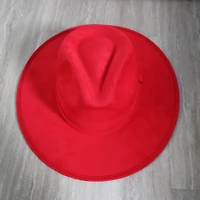 Premium Suede Fedora Hat Stiff Brim Red