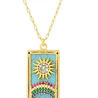 Tarot Card Necklace - Sun - 14k Gold Stainless Steel