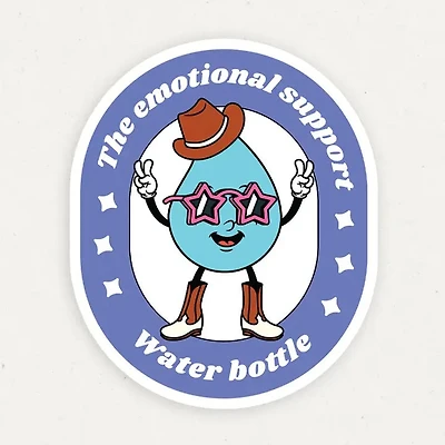 Emotional Support Water Bottle Funny Vinyl Sticker