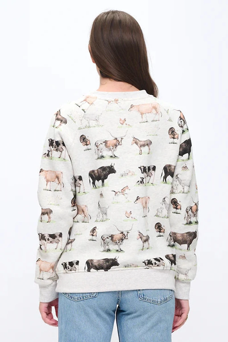 Farm Animals Print Sweatshirt