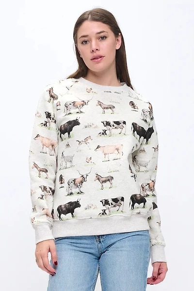Farm Animals Print Sweatshirt