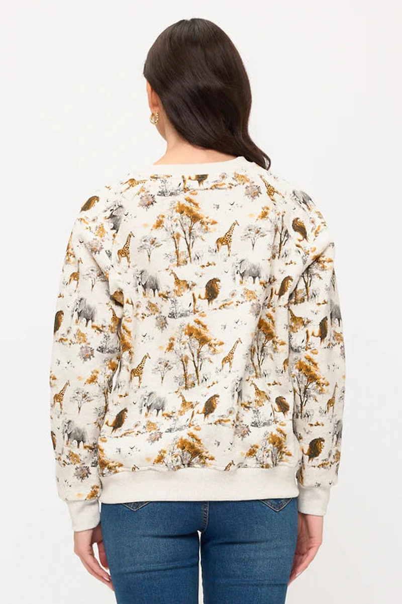 Wildlife Safari Print Sweatshirt