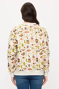 Mushrooms And Bugs Print Sweatshirt