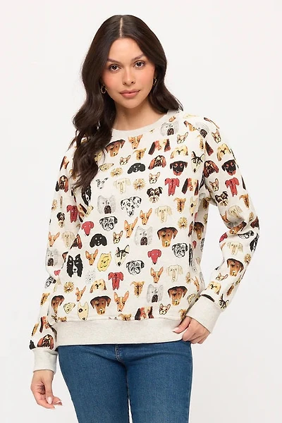 Colorful Dog Faces Print Sweatshirt
