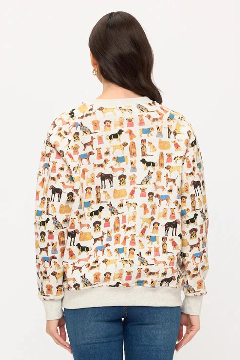 Colorful Dog Breeds Print Sweatshirt