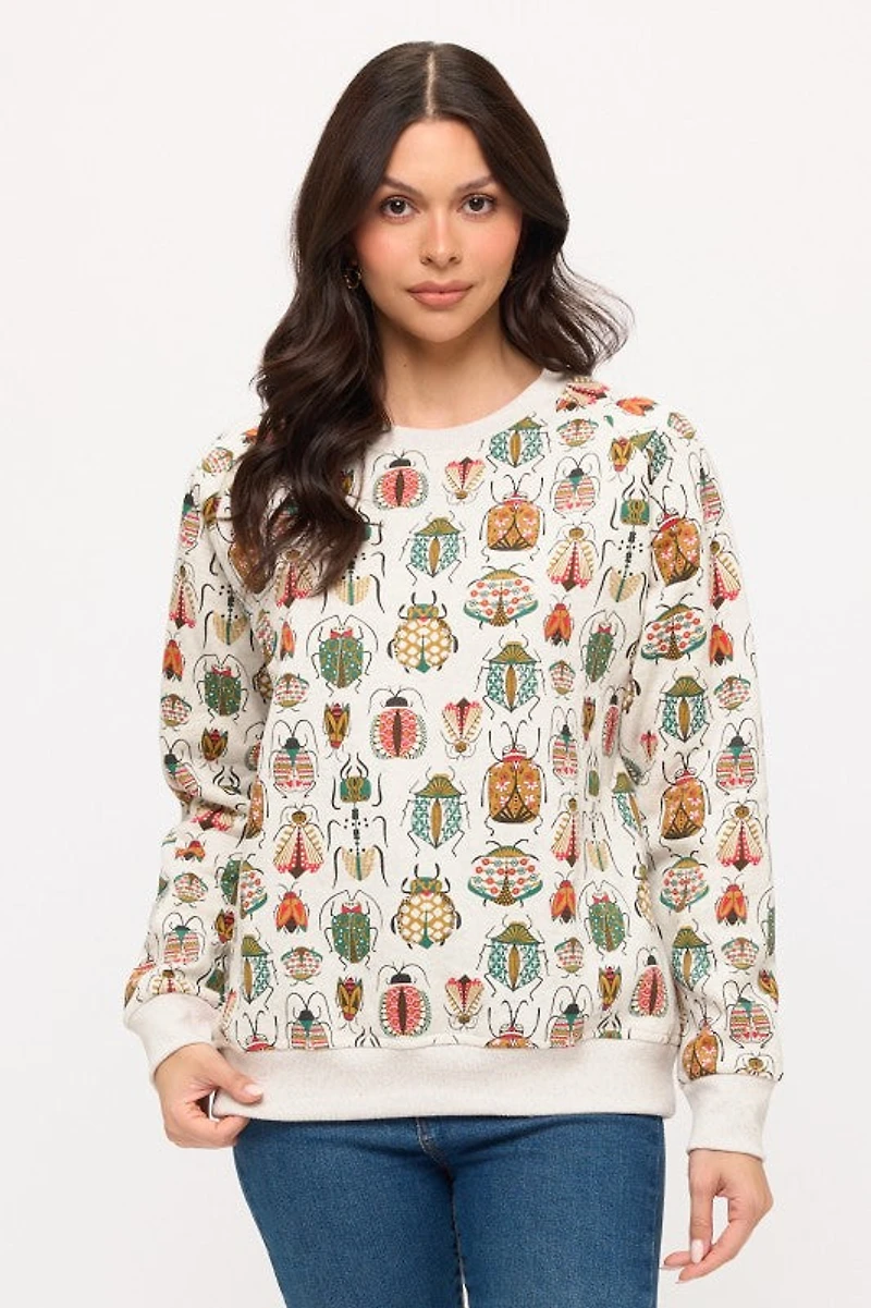 Colorful Bugs Print Sweatshirt