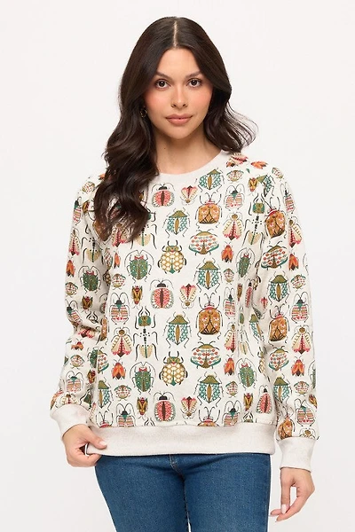 Colorful Bugs Print Sweatshirt