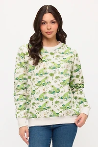 Lily Pads And Frogs Print Sweatshirt